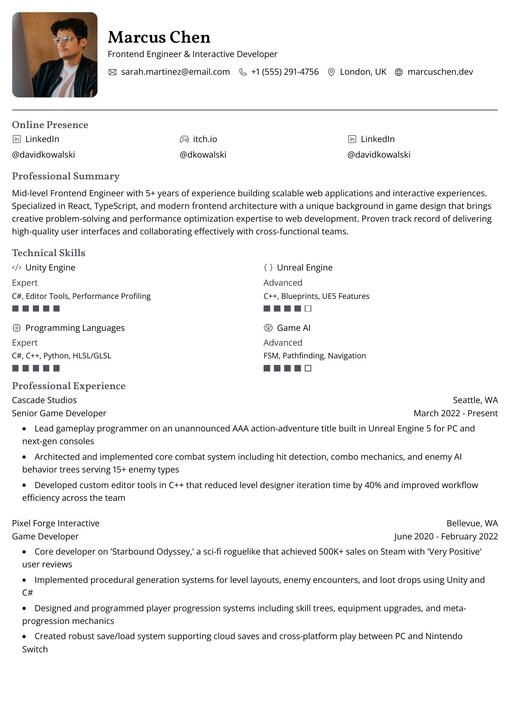 Onyx resume template preview